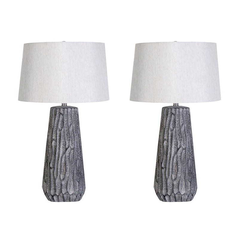 Classy Living Textured Elegance Table Lamp/Set of 2, Grey/Natural