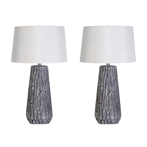 Classy Living Textured Elegance Table Lamp/Set of 2, Grey/Natural