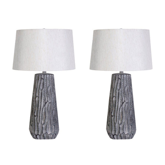 Classy Living Textured Elegance Table Lamp/Set of 2, Grey/Natural