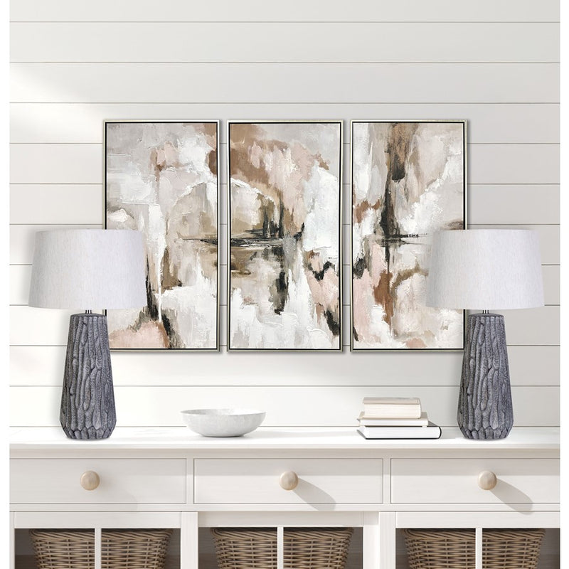 Classy Living Textured Elegance Table Lamp/Set of 2, Grey/Natural
