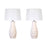 Classy Living Sculpted Elegance 1Lt Table Lamp/Set of 2, White/White