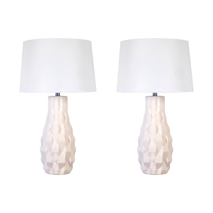 Classy Living Sculpted Elegance 1Lt Table Lamp/Set of 2, White/White