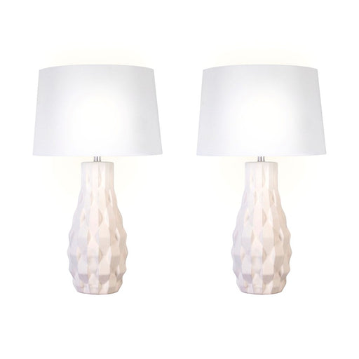 Classy Living Sculpted Elegance 1Lt Table Lamp/Set of 2, White/White