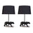Classy Living Panther Noir Polyresin 1Lt Table Lamp/Set of 2, Black