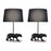 Classy Living Panther Noir Polyresin 1Lt Table Lamp/Set of 2, Black