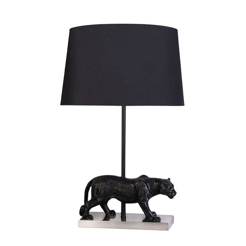Classy Living Panther Noir Polyresin 1Lt Table Lamp/Set of 2, Black