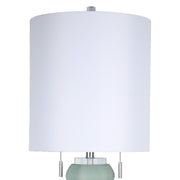 Classy Living Oceanic Wave 31in 2-Light Table Lamp Set | Contemporary Mist Blue Crystal and White Linen | Bedside & Console | Model ECL1099C