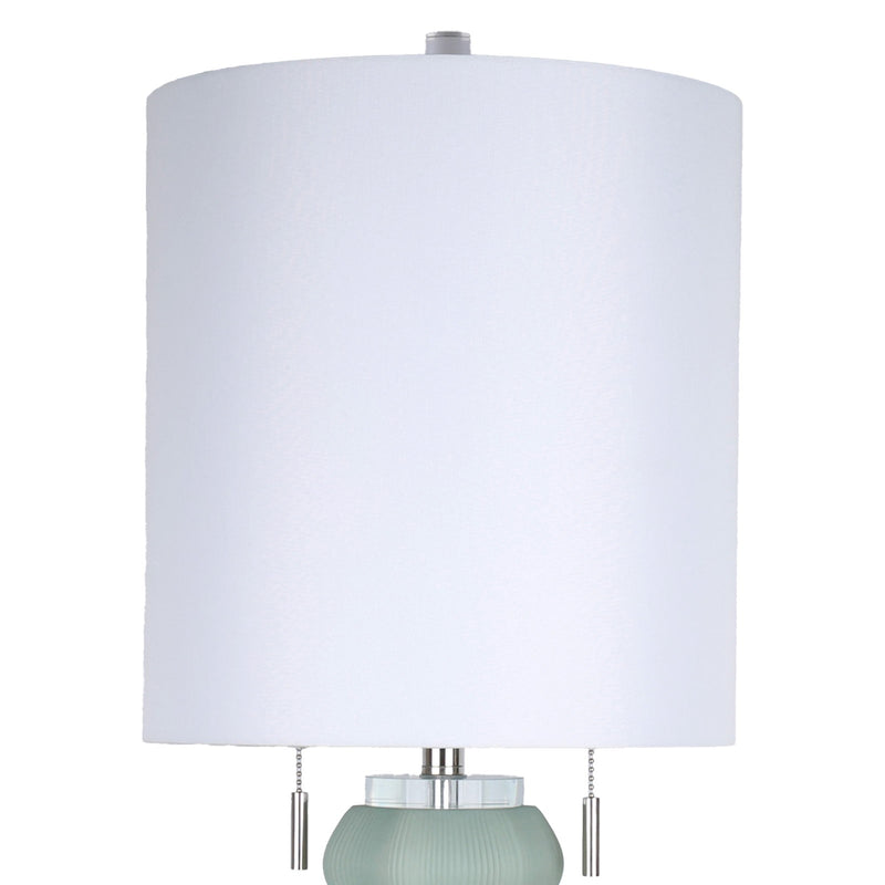 Classy Living Oceanic Wave 31in 2-Light Table Lamp Set | Contemporary Mist Blue Crystal and White Linen | Bedside & Console | Model ECL1099C