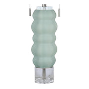 Classy Living Oceanic Wave 31in 2-Light Table Lamp Set | Contemporary Mist Blue Crystal and White Linen | Bedside & Console | Model ECL1099C
