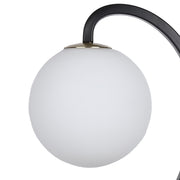 Classy Living Lunar Loop 20in Accent Lamp Set of 2 | Modern Matte Black and White Opal Glass | Bookcase & Side Table | Model ECL1153C