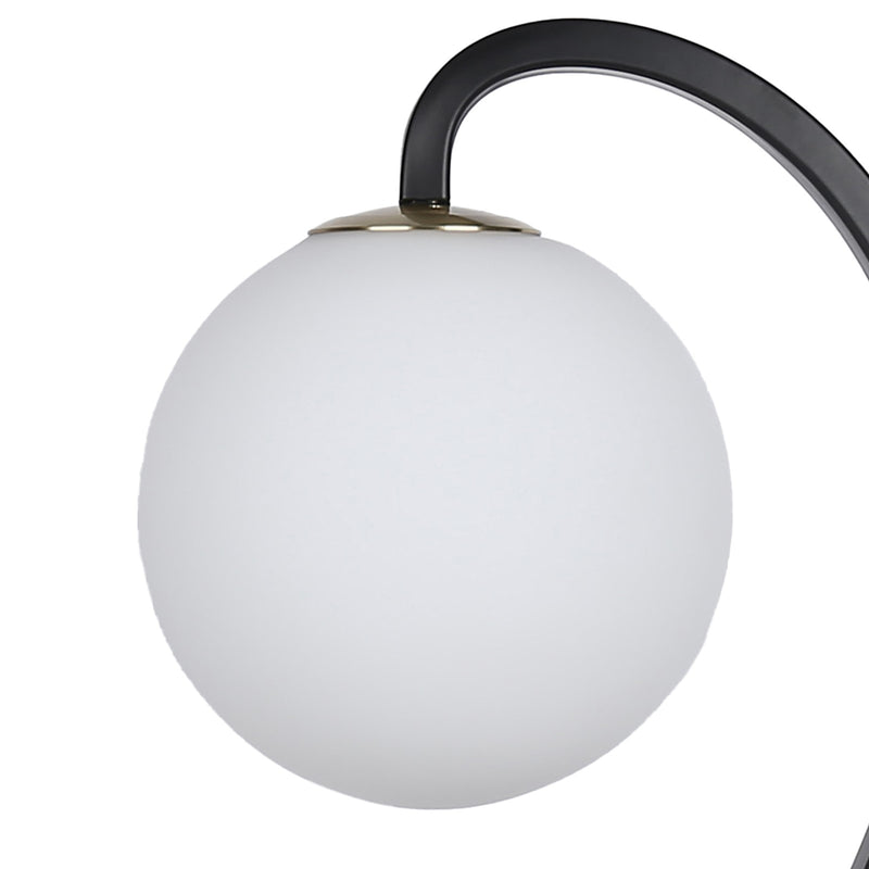 Classy Living Lunar Loop 20in Accent Lamp Set of 2 | Modern Matte Black and White Opal Glass | Bookcase & Side Table | Model ECL1153C