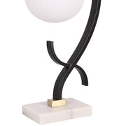 Classy Living Lunar Loop 20in Accent Lamp Set of 2 | Modern Matte Black and White Opal Glass | Bookcase & Side Table | Model ECL1153C
