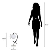 Classy Living Lunar Loop 20in Accent Lamp Set of 2 | Modern Matte Black and White Opal Glass | Bookcase & Side Table | Model ECL1153C