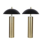 Classy Living Aurora Column 28in 2-Pack Table Lamp | Modern Soft Gold and Matte Black Metal | Bedroom & Living Room | Touch USB 630 | Model ECL1293C