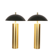 Classy Living Aurora Column 28in 2-Pack Table Lamp | Modern Soft Gold and Matte Black Metal | Bedroom & Living Room | Touch USB 630 | Model ECL1293C