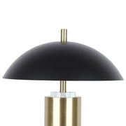 Classy Living Aurora Column 28in 2-Pack Table Lamp | Modern Soft Gold and Matte Black Metal | Bedroom & Living Room | Touch USB 630 | Model ECL1293C