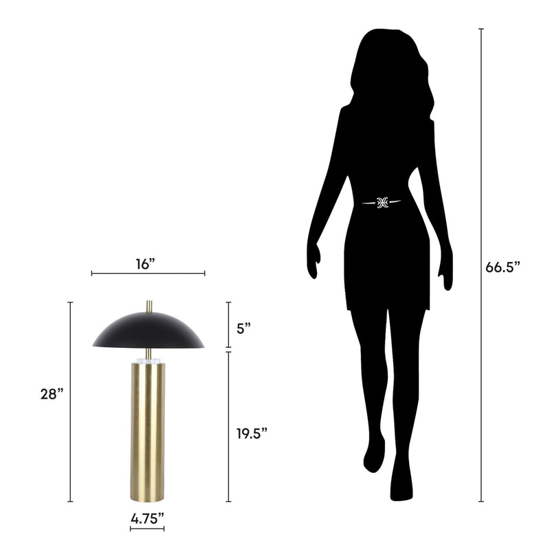Classy Living Aurora Column 28in 2-Pack Table Lamp | Modern Soft Gold and Matte Black Metal | Bedroom & Living Room | Touch USB 630 | Model ECL1293C