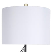 Classy Living Spiral Radiance II 33in 1-Light Table Lamp Set | Modern Matte Black Soft Gold Marble and White Linen | Bedside | Model ECL1300C
