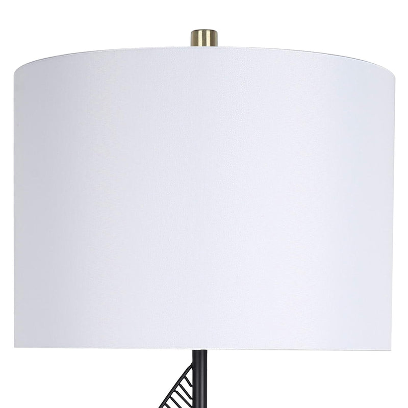 Classy Living Spiral Radiance II 33in 1-Light Table Lamp Set | Modern Matte Black Soft Gold Marble and White Linen | Bedside | Model ECL1300C