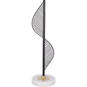 Classy Living Spiral Radiance II 33in 1-Light Table Lamp Set | Modern Matte Black Soft Gold Marble and White Linen | Bedside | Model ECL1300C