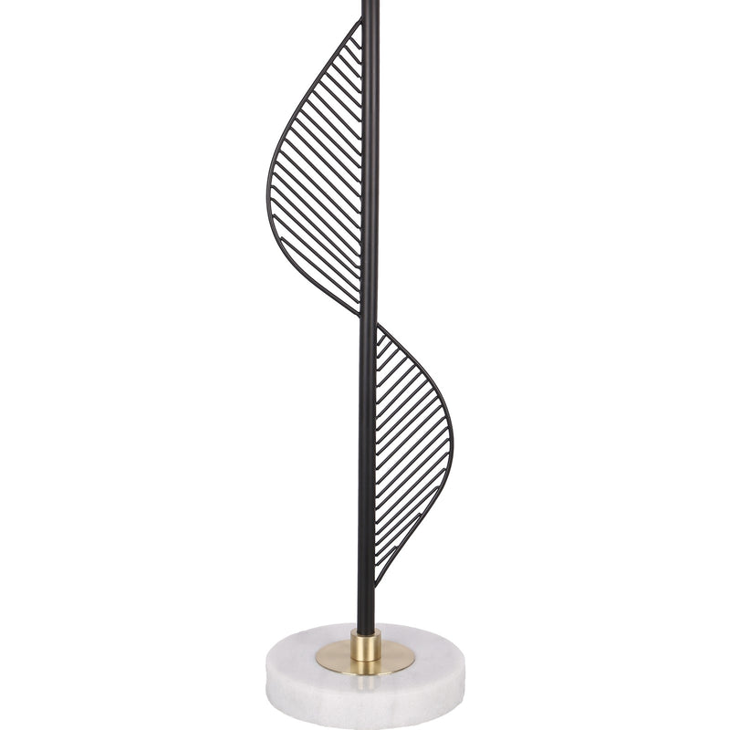 Classy Living Spiral Radiance II 33in 1-Light Table Lamp Set | Modern Matte Black Soft Gold Marble and White Linen | Bedside | Model ECL1300C