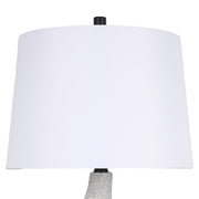 Classy Living Sculpted Waves 27in Table Lamp Set of 2 | Modern White Stone and Matte Black Resin | Bedside & Console | Model ECL1362B