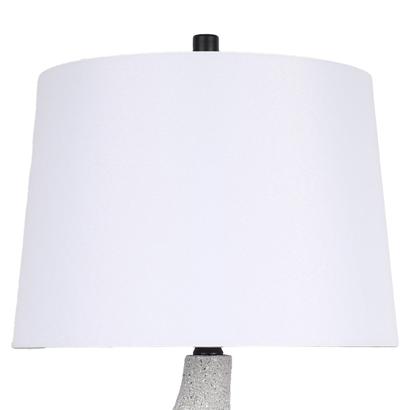 Classy Living Sculpted Waves 27in Table Lamp Set of 2 | Modern White Stone and Matte Black Resin | Bedside & Console | Model ECL1362B