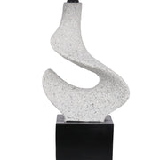 Classy Living Sculpted Waves 27in Table Lamp Set of 2 | Modern White Stone and Matte Black Resin | Bedside & Console | Model ECL1362B