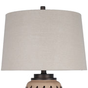 Classy Living Diamond Weave 27in Table Lamp Set of 2 | Rustic Terra Ceramic and Taupe Linen | Bedroom & Living Room | 17 x 17 x 27 in | Model ECL1405B