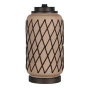 Classy Living Diamond Weave 27in Table Lamp Set of 2 | Rustic Terra Ceramic and Taupe Linen | Bedroom & Living Room | 17 x 17 x 27 in | Model ECL1405B