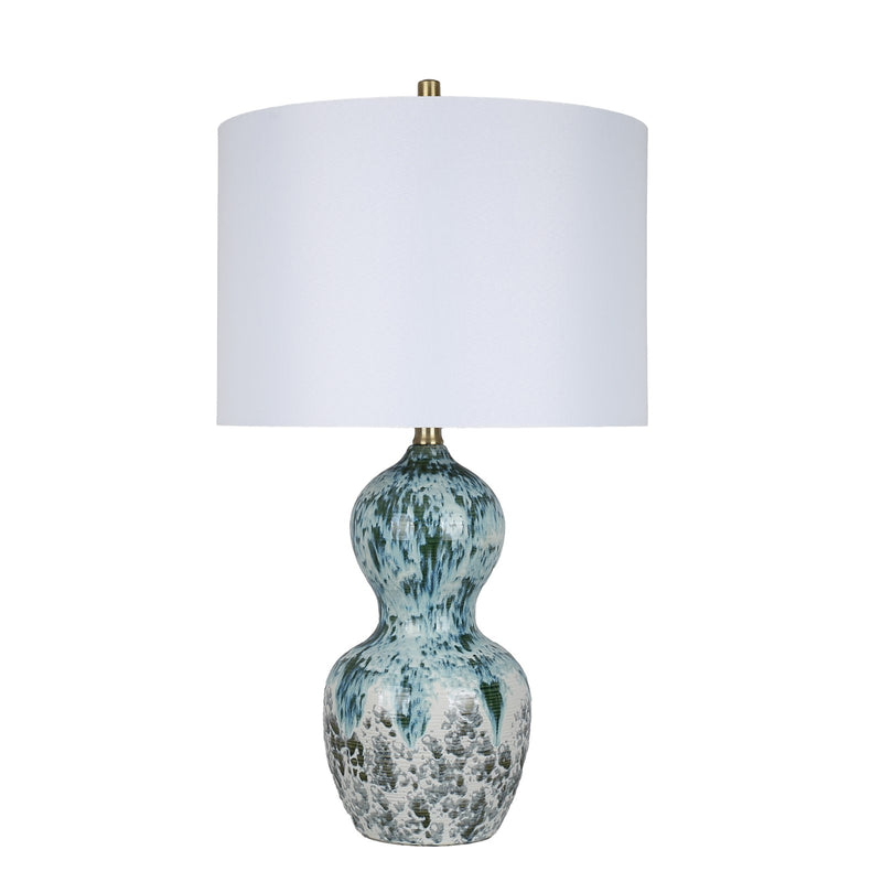 Classy Living Oceanic Drift 27in Table Lamp Set of 2 | Coastal Blue Drip Ceramic and Gold | Bedside & Entryway | 16 x 16 x 27.5 in | Model ECL1876B