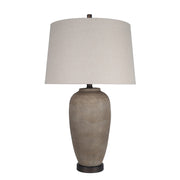 Classy Living Earthen Elegance 28in Ceramic Table Lamp Set of 2 | Rustic Earthen and Oil Bronze with Taupe Linen Shade | Bedroom | Model ECL1896B