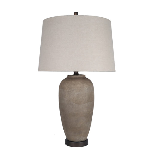 Classy Living Earthen Elegance 28in Ceramic Table Lamp Set of 2 | Rustic Earthen and Oil Bronze with Taupe Linen Shade | Bedroom | Model ECL1896B