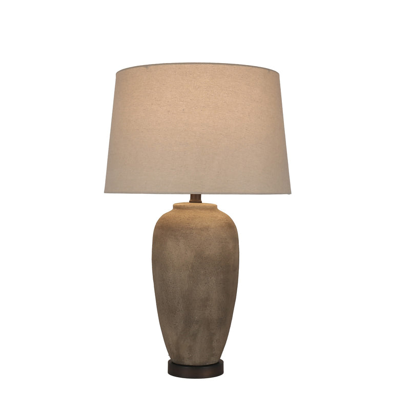 Classy Living Earthen Elegance 28in Ceramic Table Lamp Set of 2 | Rustic Earthen and Oil Bronze with Taupe Linen Shade | Bedroom | Model ECL1896B