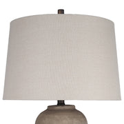 Classy Living Earthen Elegance 28in Ceramic Table Lamp Set of 2 | Rustic Earthen and Oil Bronze with Taupe Linen Shade | Bedroom | Model ECL1896B