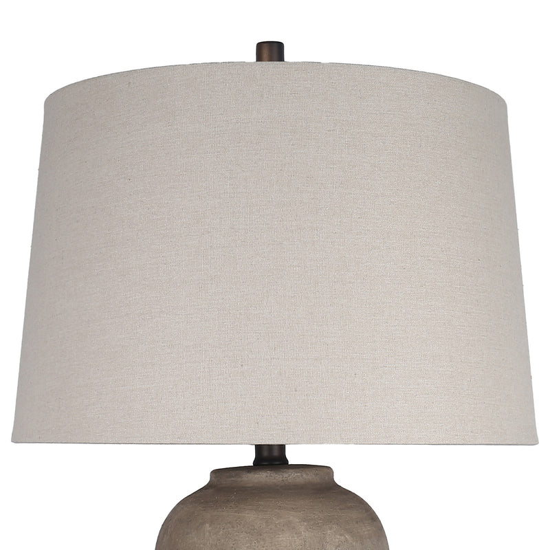 Classy Living Earthen Elegance 28in Ceramic Table Lamp Set of 2 | Rustic Earthen and Oil Bronze with Taupe Linen Shade | Bedroom | Model ECL1896B
