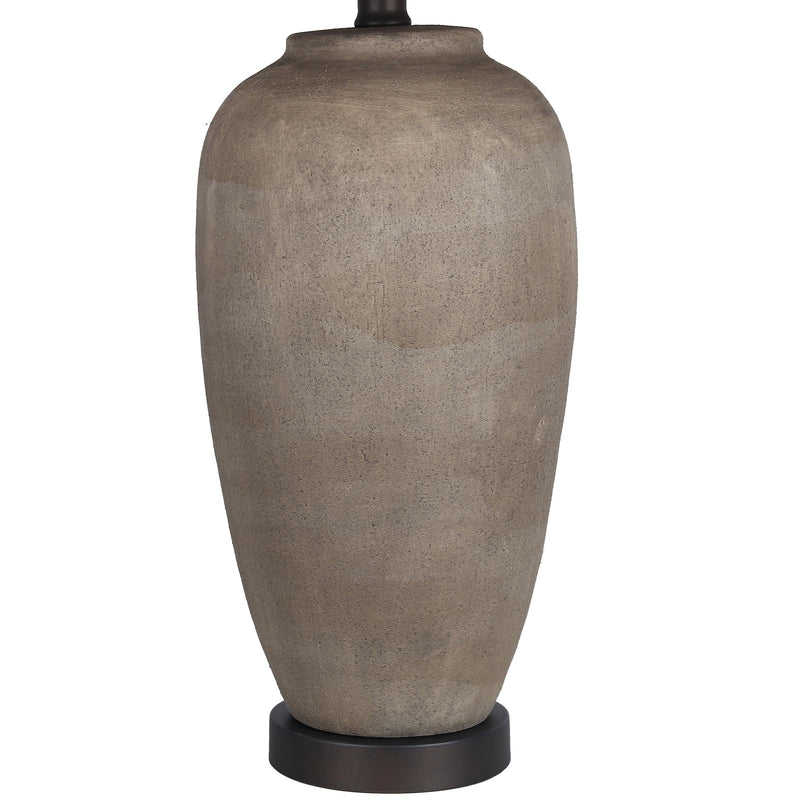 Classy Living Earthen Elegance 28in Ceramic Table Lamp Set of 2 | Rustic Earthen and Oil Bronze with Taupe Linen Shade | Bedroom | Model ECL1896B