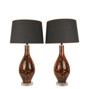 Classy Living Crystal Shell 28in Faux Shell Table Lamp Set of 2 | Coastal White Shell and Soft Gold with White Linen Shade | Bedroom | Model ECL2902B