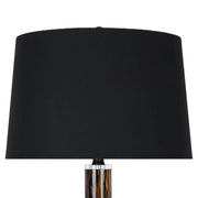 Classy Living Speckled Glow 17in Table Lamp Set of 2 | Contemporary Black Speckled Amber Art Glass and Crystal with Black Linen | Model ECL2904B