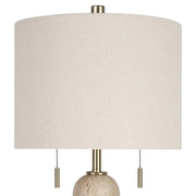 Classy Living Travertine Elegance 27in Table Lamp Set of 2 | Modern Natural Stone and Soft Gold Metal | Living Room & Bedroom | Model ECL3282