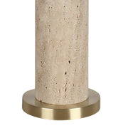 Classy Living Travertine Elegance 27in Table Lamp Set of 2 | Modern Natural Stone and Soft Gold Metal | Living Room & Bedroom | Model ECL3282