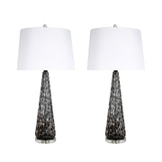 Classy Living Eclipse Radiance 32in Table Lamp Set of 2 | Modern Black Art Glass and Crystal | Living Room & Bedroom | Model ECL3284