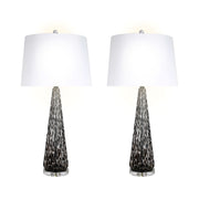 Classy Living Eclipse Radiance 32in Table Lamp Set of 2 | Modern Black Art Glass and Crystal | Living Room & Bedroom | Model ECL3284