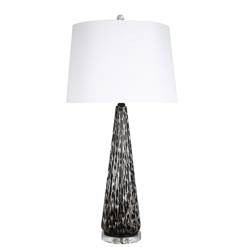 Classy Living Eclipse Radiance 32in Table Lamp Set of 2 | Modern Black Art Glass and Crystal | Living Room & Bedroom | Model ECL3284