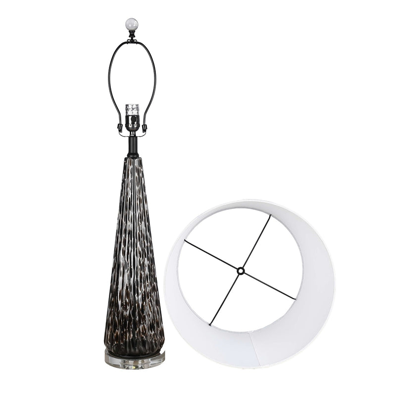 Classy Living Eclipse Radiance 32in Table Lamp Set of 2 | Modern Black Art Glass and Crystal | Living Room & Bedroom | Model ECL3284
