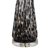 Classy Living Eclipse Radiance 32in Table Lamp Set of 2 | Modern Black Art Glass and Crystal | Living Room & Bedroom | Model ECL3284