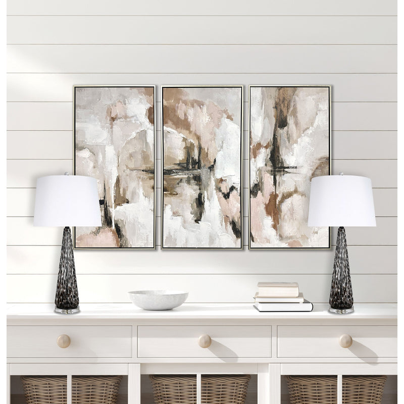 Classy Living Eclipse Radiance 32in Table Lamp Set of 2 | Modern Black Art Glass and Crystal | Living Room & Bedroom | Model ECL3284