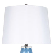 Classy Living Azure Elegance 27in Table Lamp Set of 2 | Modern Blue and White Art Glass with Clear Crystal | Bedside & Reading Nook | Model ECL3286