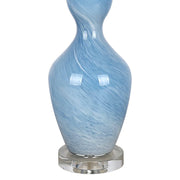 Classy Living Azure Elegance 27in Table Lamp Set of 2 | Modern Blue and White Art Glass with Clear Crystal | Bedside & Reading Nook | Model ECL3286