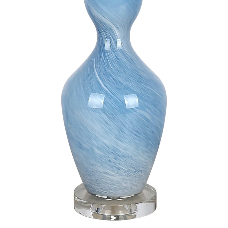 Classy Living Azure Elegance 27in Table Lamp Set of 2 | Modern Blue and White Art Glass with Clear Crystal | Bedside & Reading Nook | Model ECL3286
